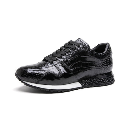 Crafton Heritage Men's Premium Croc-Embossed Running Shoes - Breathable Soft Sole Business Casual