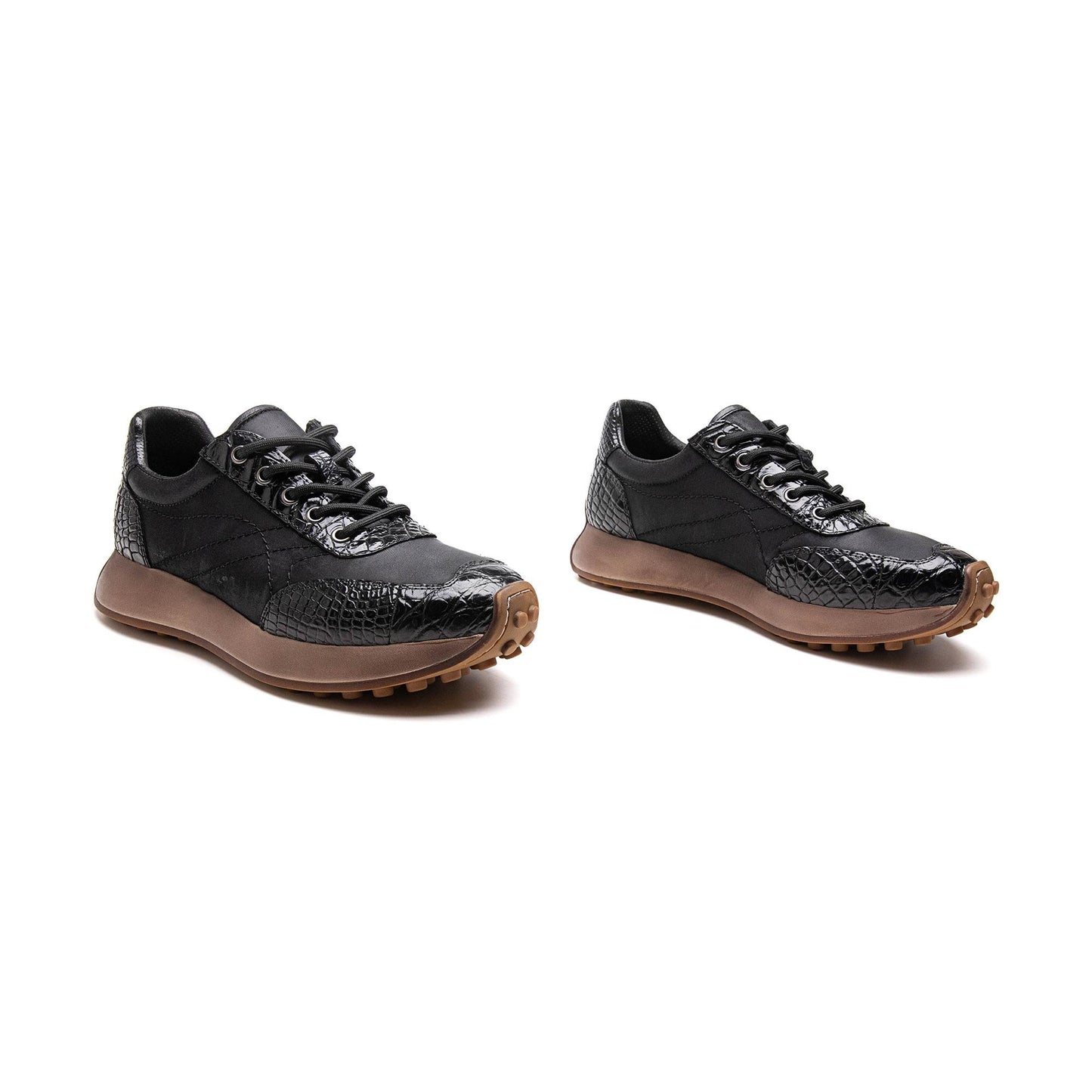 Crafton Heritage Retro Men's Running Shoes: Genuine Croc Leather Breathable Low-Top & Lightweight