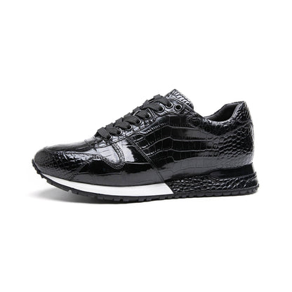 Crafton Heritage Men's Premium Croc-Embossed Running Shoes - Breathable Soft Sole Business Casual