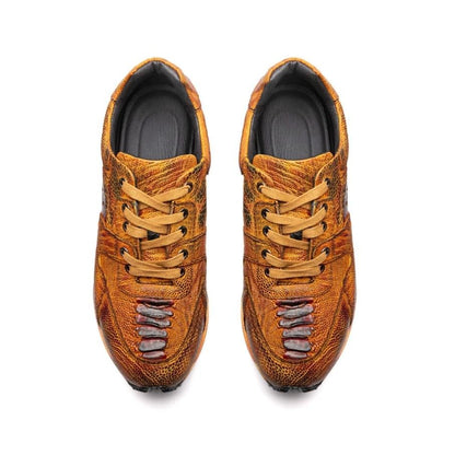 Crafton Heritage Premium Men's Handcrafted Ostrich Leg Leather Casual Sneakers - Breathable & Versatile Comfort