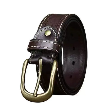 Handcrafted Antique Sanded Leather Belt for Men - Full Grain Cowhide with Pin Buckle & Distressed Finish