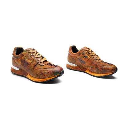 Crafton Heritage Premium Men's Handcrafted Ostrich Leg Leather Casual Sneakers - Breathable & Versatile Comfort