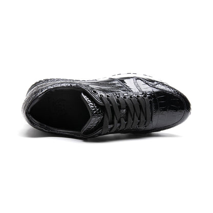 Crafton Heritage Men's Premium Croc-Embossed Running Shoes - Breathable Soft Sole Business Casual