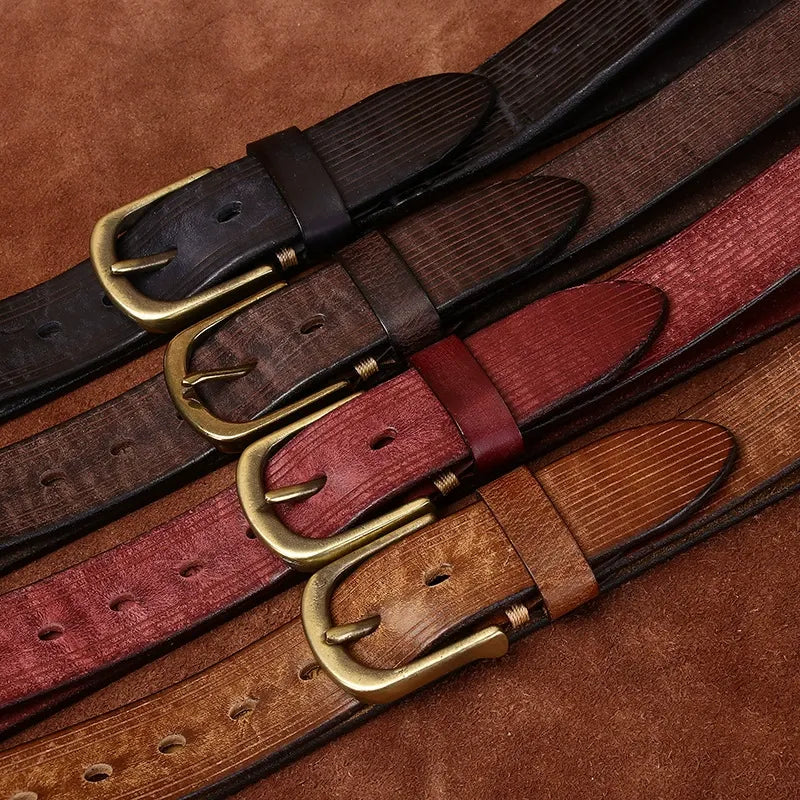Heavyweight Vintage Grain Men's Leather Belt - Full Grain Cowhide with Sanded Finish & Pin Buckle for Jeans and Workwear