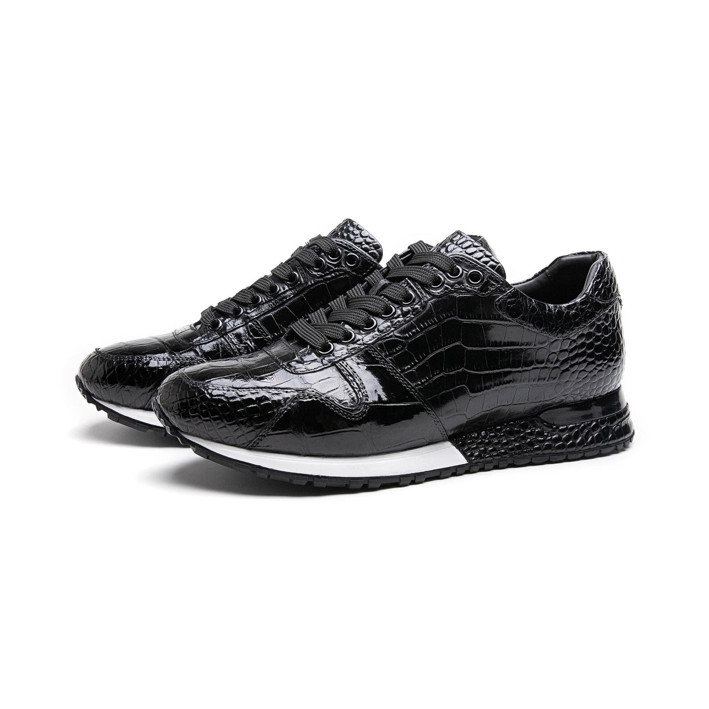 Crafton Heritage Men's Premium Croc-Embossed Running Shoes - Breathable Soft Sole Business Casual