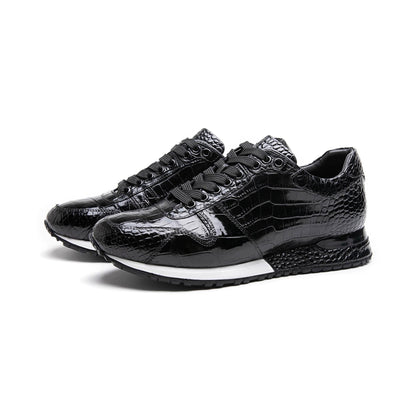 Crafton Heritage Men's Premium Croc-Embossed Running Shoes - Breathable Soft Sole Business Casual