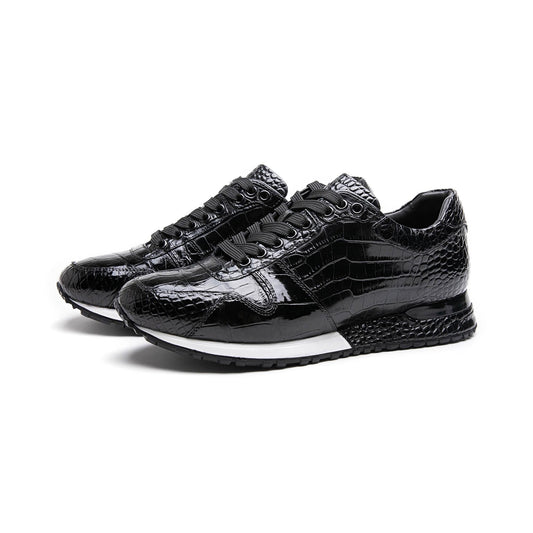 Crafton Heritage Men's Premium Croc-Embossed Running Shoes - Breathable Soft Sole Business Casual