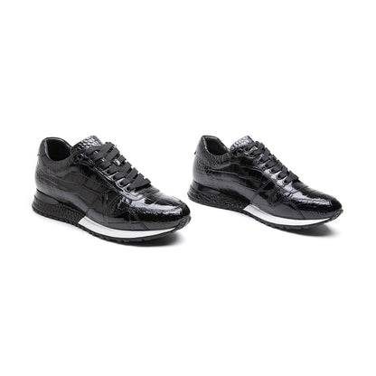 Crafton Heritage Men's Premium Croc-Embossed Running Shoes - Breathable Soft Sole Business Casual