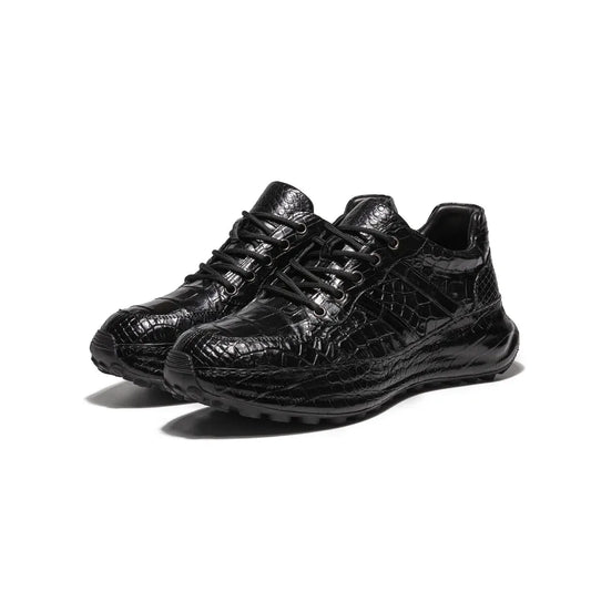 Crafton Heritage Men's Trendy Handmade Crocodile Leather Sneakers - Breathable Soft Sole Casual Versatile Sports Shoes