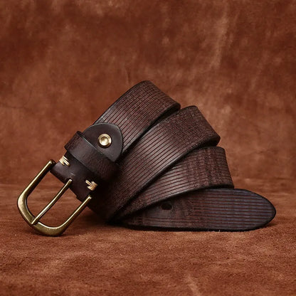 Heavyweight Vintage Grain Men's Leather Belt - Full Grain Cowhide with Sanded Finish & Pin Buckle for Jeans and Workwear
