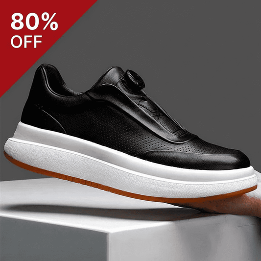 Zapatos de skate planos informales con punta redonda de cuero Calveto | Zapatillas de cuero genuino 
