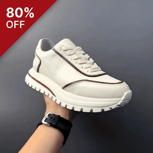 Zapatillas Calveto de piel de vacuno para hombre, estilo retro, blancas, verano 2025 | Suela gruesa, ligeras, transpirables, diseño de lujo