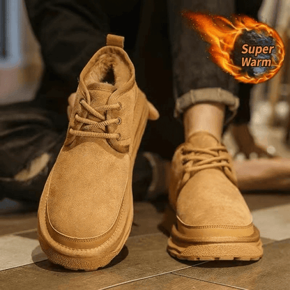 Calveto Men's Suede Leather Winter Snow Boots | Cozy Comfort Warm for Cold Weather Outdoor Casual Ankle Boots