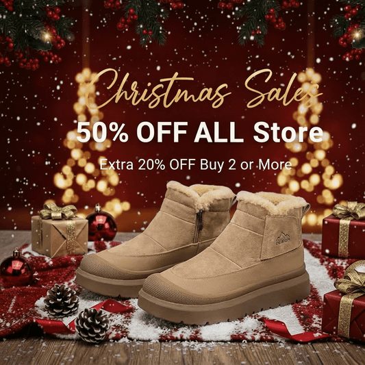 Calveto Men's Winter Snow Rugged Suede Leather Boots | Cold Weather Warm Outdoor Boots