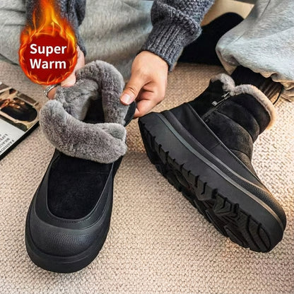 Calveto Men's Winter Snow Rugged Suede Leather Boots | Cold Weather Warm Outdoor Boots